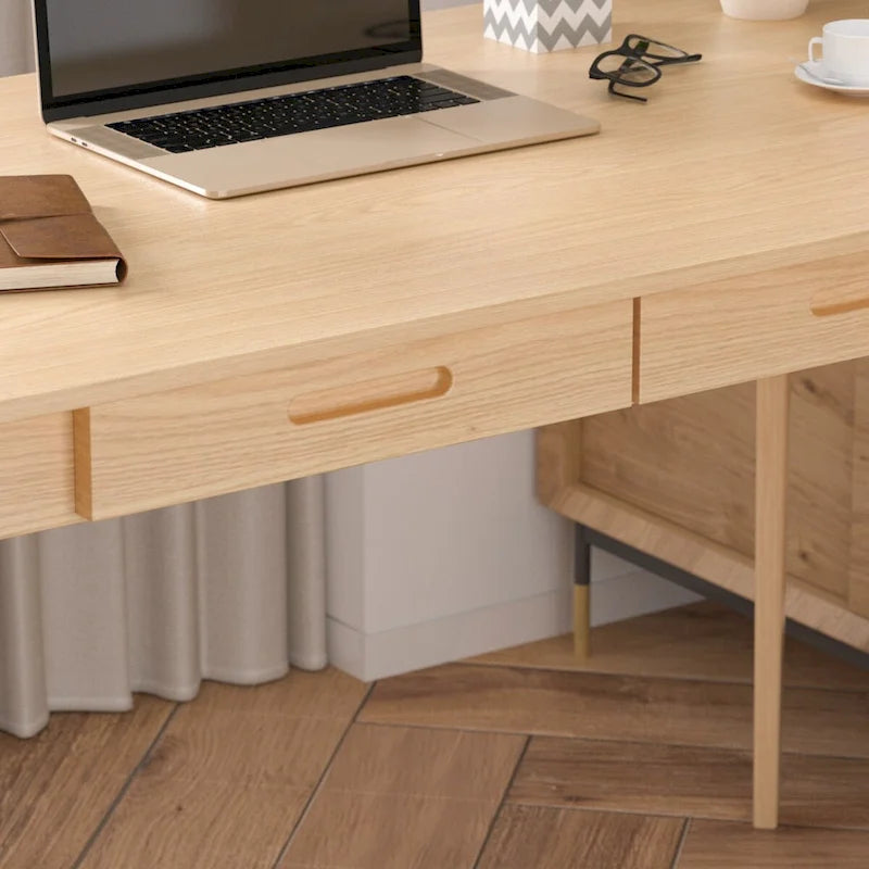 47.2" Study Desk - Solid Wood Legs, Thickened Top, Rounded Corners, Easy Assembly, Space-Saving Design