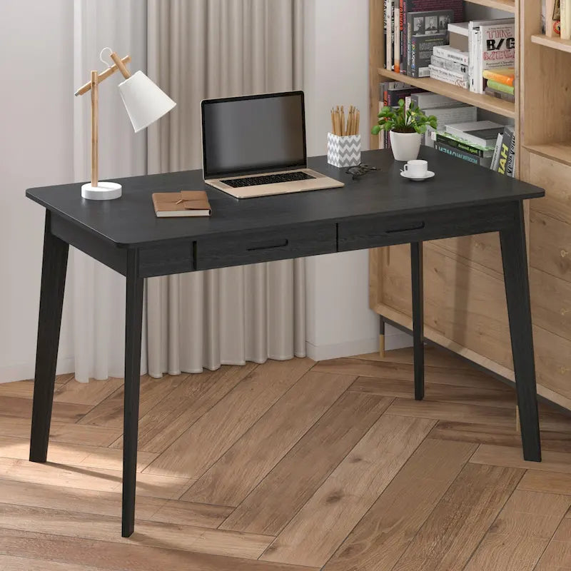 47.2" Study Desk - Solid Wood Legs, Thickened Top, Rounded Corners, Easy Assembly, Space-Saving Design