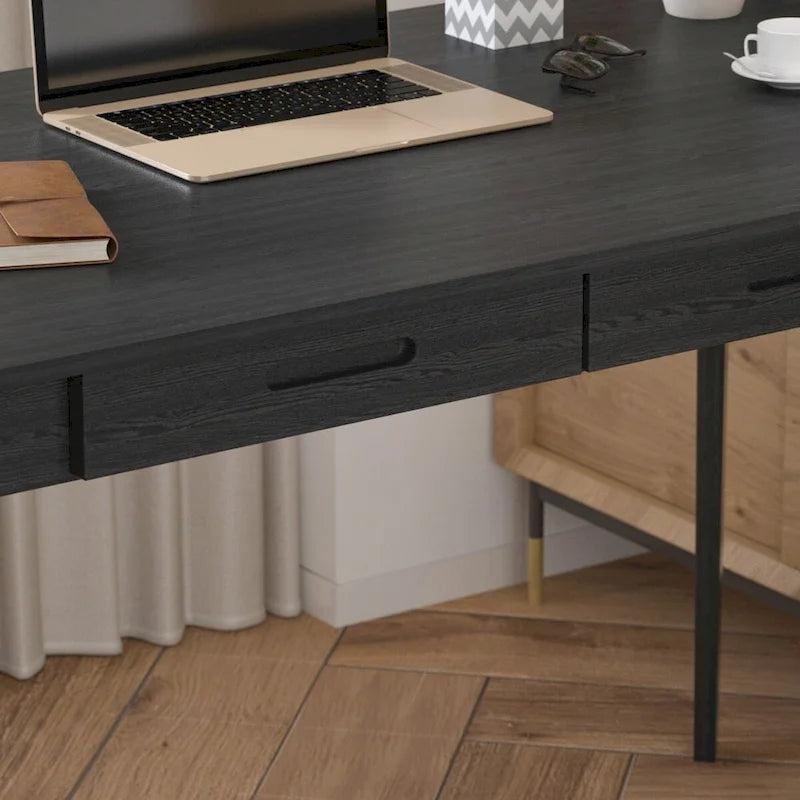 47.2" Study Desk - Solid Wood Legs, Thickened Top, Rounded Corners, Easy Assembly, Space-Saving Design