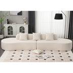 Modern Curved Cloud Sofa Terrycloth Fabric Ergonomic Design Minimalist Living Room Couch with Plush Cushions