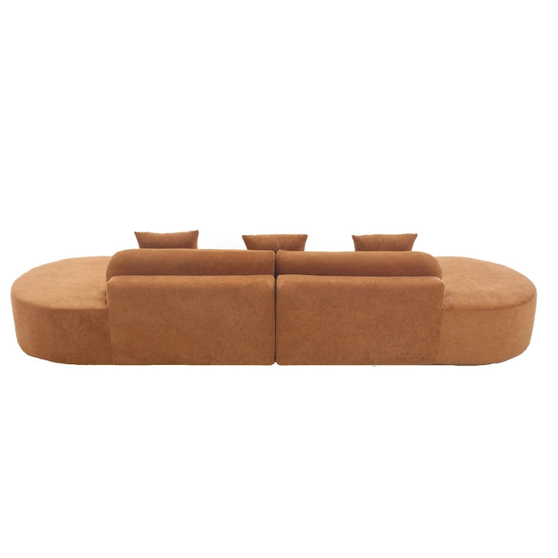 Modern Curved Cloud Sofa Terrycloth Fabric Ergonomic Design Minimalist Living Room Couch with Plush Cushions