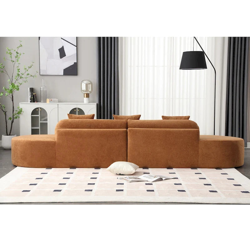 Modern Curved Cloud Sofa Terrycloth Fabric Ergonomic Design Minimalist Living Room Couch with Plush Cushions
