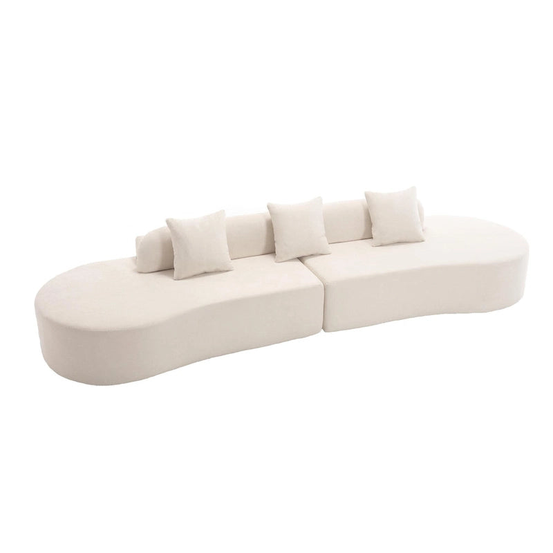 Modern Curved Cloud Sofa Terrycloth Fabric Ergonomic Design Minimalist Living Room Couch with Plush Cushions