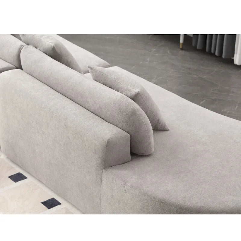 Modern Curved Cloud Sofa Terrycloth Fabric Ergonomic Design Minimalist Living Room Couch with Plush Cushions