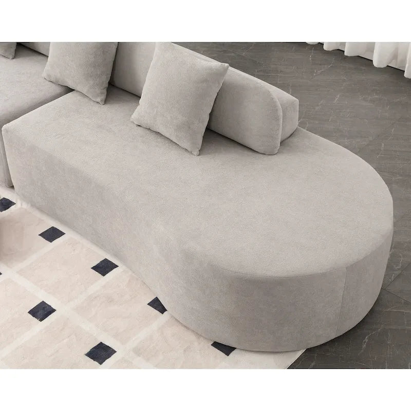 Modern Curved Cloud Sofa Terrycloth Fabric Ergonomic Design Minimalist Living Room Couch with Plush Cushions