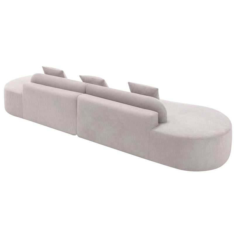 Modern Curved Cloud Sofa Terrycloth Fabric Ergonomic Design Minimalist Living Room Couch with Plush Cushions