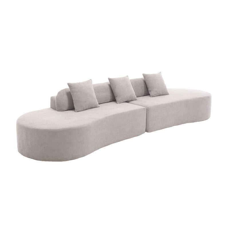 Modern Curved Cloud Sofa Terrycloth Fabric Ergonomic Design Minimalist Living Room Couch with Plush Cushions