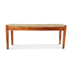 Natural Seagrass Woven Bench - Solid Wood Frame, Coastal Farmhouse Style, Indoor Entryway/Bedroom