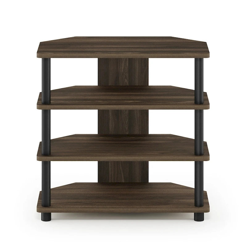 4-Tier Petite TV Stand - No Tools Assembly - Compact Media Console with Open Shelves - Eco-Friendly Recycled Materials