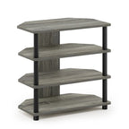 4-Tier Petite TV Stand - No Tools Assembly - Compact Media Console with Open Shelves - Eco-Friendly Recycled Materials