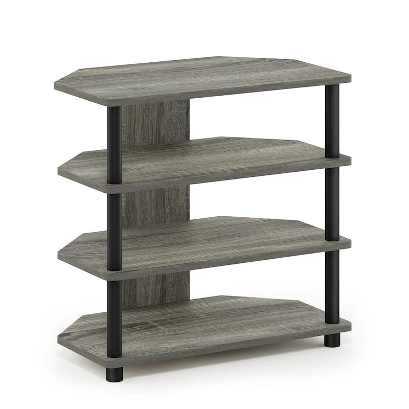 4-Tier Petite TV Stand - No Tools Assembly - Compact Media Console with Open Shelves - Eco-Friendly Recycled Materials