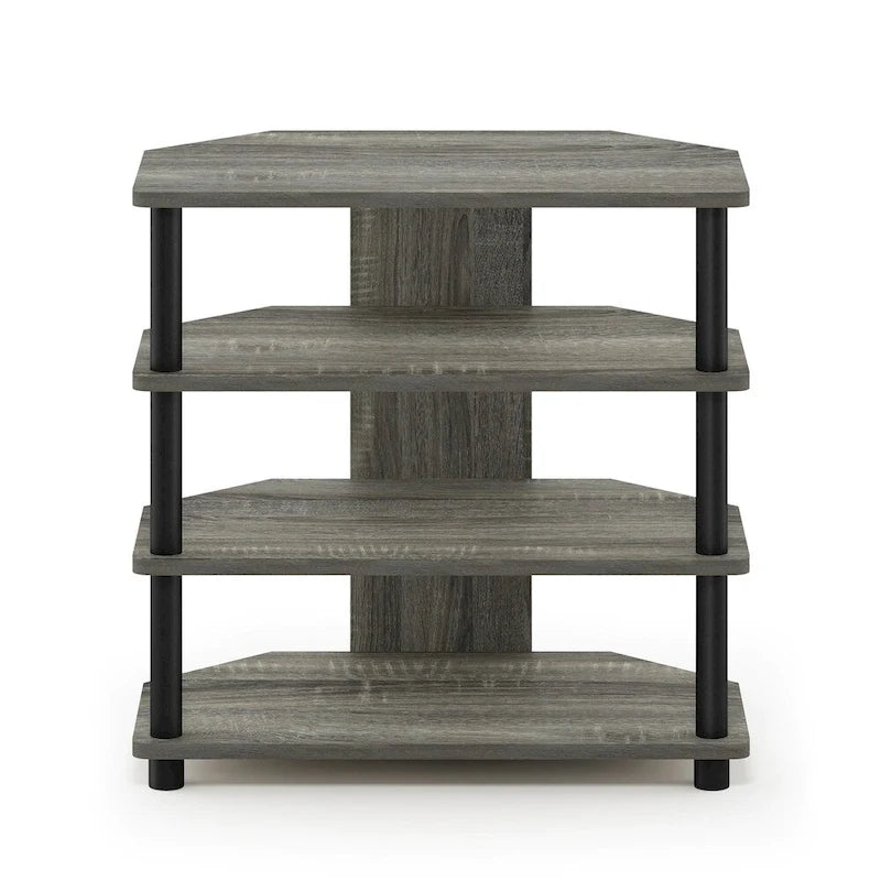 4-Tier Petite TV Stand - No Tools Assembly - Compact Media Console with Open Shelves - Eco-Friendly Recycled Materials