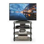 4-Tier Petite TV Stand - No Tools Assembly - Compact Media Console with Open Shelves - Eco-Friendly Recycled Materials