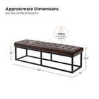 60" Genuine Leather Tufted Bench with Metal Base - Foam Padded, 440lbs Capacity, Classic Style, Bedroom/Entryway