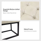 60" Genuine Leather Tufted Bench with Metal Base - Foam Padded, 440lbs Capacity, Classic Style, Bedroom/Entryway