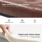 60" Genuine Leather Tufted Bench with Metal Base - Foam Padded, 440lbs Capacity, Classic Style, Bedroom/Entryway