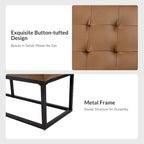 60" Genuine Leather Tufted Bench with Metal Base - Foam Padded, 440lbs Capacity, Classic Style, Bedroom/Entryway