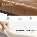 60" Genuine Leather Tufted Bench with Metal Base - Foam Padded, 440lbs Capacity, Classic Style, Bedroom/Entryway