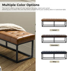 60" Genuine Leather Tufted Bench with Metal Base - Foam Padded, 440lbs Capacity, Classic Style, Bedroom/Entryway