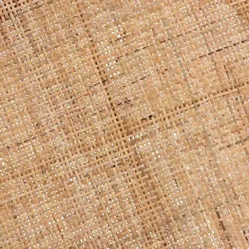 24" Round End Table - Mahogany Wood, Natural Rattan, 2-Tier, Open Shelf, Bohemian Style, Fully Assembled