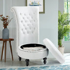 High Back Velvet Throne Chair with Storage - Armless Royal Accent Chair, 330lbs Capacity, Ergonomic Design, Adjustable Feet