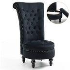 High Back Velvet Throne Chair with Storage - Armless Royal Accent Chair, 330lbs Capacity, Ergonomic Design, Adjustable Feet