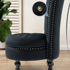 High Back Velvet Throne Chair with Storage - Armless Royal Accent Chair, 330lbs Capacity, Ergonomic Design, Adjustable Feet