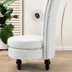 High Back Velvet Throne Chair with Storage - Armless Royal Accent Chair, 330lbs Capacity, Ergonomic Design, Adjustable Feet