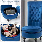 High Back Velvet Throne Chair with Storage - Armless Royal Accent Chair, 330lbs Capacity, Ergonomic Design, Adjustable Feet