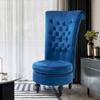 High Back Velvet Throne Chair with Storage - Armless Royal Accent Chair, 330lbs Capacity, Ergonomic Design, Adjustable Feet