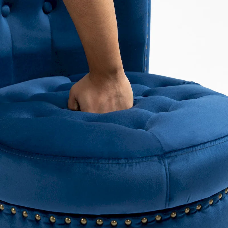 High Back Velvet Throne Chair with Storage - Armless Royal Accent Chair, 330lbs Capacity, Ergonomic Design, Adjustable Feet