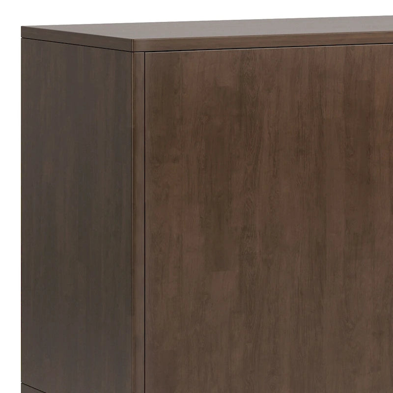 60" Sideboard Buffet Cabinet - Solid Rubberwood, 3 Drawers, 2 Cabinets, Mid-Century Design, Walnut Brown Finish