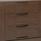 60" Sideboard Buffet Cabinet - Solid Rubberwood, 3 Drawers, 2 Cabinets, Mid-Century Design, Walnut Brown Finish