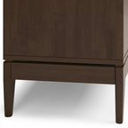 60" Sideboard Buffet Cabinet - Solid Rubberwood, 3 Drawers, 2 Cabinets, Mid-Century Design, Walnut Brown Finish
