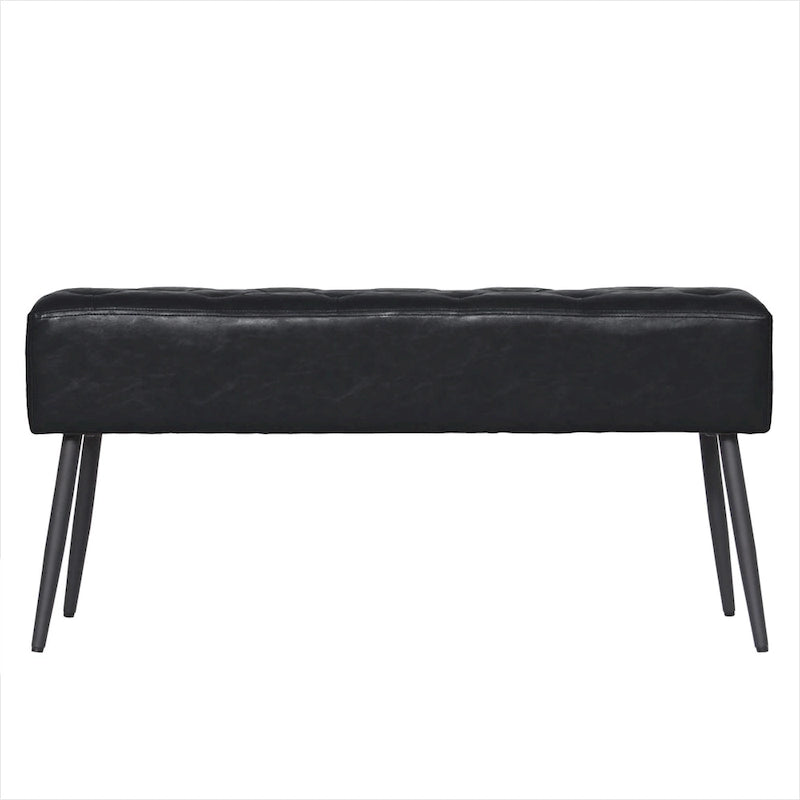 Faux Leather Upholstered Bench with Button-Tufted Seat - Metal Legs, 37.7"W, 5 Color Options, Modern Style