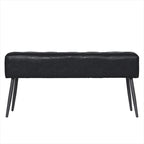 Faux Leather Upholstered Bench with Button-Tufted Seat - Metal Legs, 37.7"W, 5 Color Options, Modern Style