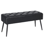 Faux Leather Upholstered Bench with Button-Tufted Seat - Metal Legs, 37.7"W, 5 Color Options, Modern Style