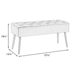 Faux Leather Upholstered Bench with Button-Tufted Seat - Metal Legs, 37.7"W, 5 Color Options, Modern Style