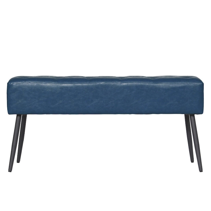 Faux Leather Upholstered Bench with Button-Tufted Seat - Metal Legs, 37.7"W, 5 Color Options, Modern Style