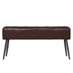 Faux Leather Upholstered Bench with Button-Tufted Seat - Metal Legs, 37.7"W, 5 Color Options, Modern Style