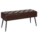 Faux Leather Upholstered Bench with Button-Tufted Seat - Metal Legs, 37.7"W, 5 Color Options, Modern Style