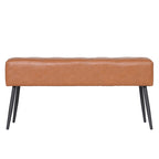 Faux Leather Upholstered Bench with Button-Tufted Seat - Metal Legs, 37.7"W, 5 Color Options, Modern Style