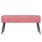 Faux Leather Upholstered Bench with Button-Tufted Seat - Metal Legs, 37.7"W, 5 Color Options, Modern Style