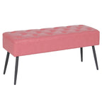 Faux Leather Upholstered Bench with Button-Tufted Seat - Metal Legs, 37.7"W, 5 Color Options, Modern Style