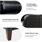 Genuine Leather Wingback Armchair with Lumbar Pillow - Modern Style, Foam Cushioned Seat, Solid Wood Legs, Waterproof