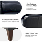 Genuine Leather Wingback Armchair with Lumbar Pillow - Modern Style, Foam Cushioned Seat, Solid Wood Legs, Waterproof