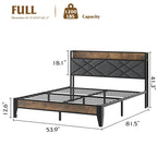 Full/Queen/King Upholstered Metal Platform Bed with Charging Station & Storage Shelf - 1200lbs Capacity