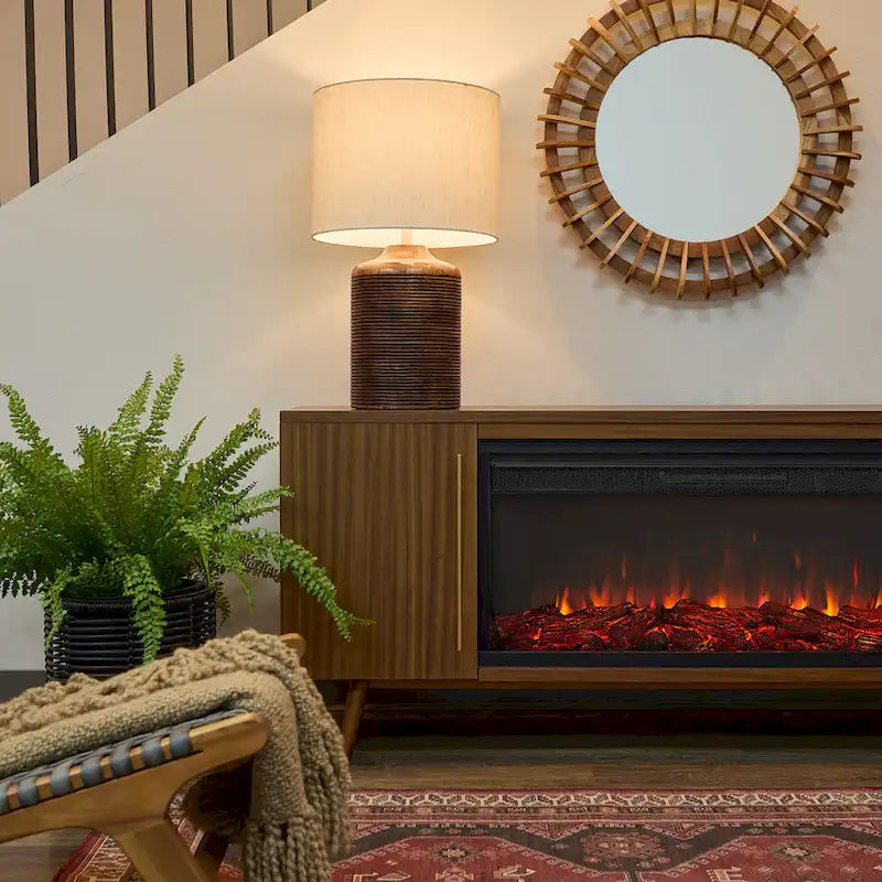 72" Electric Fireplace TV Stand - 6 Flame Colors with Remote - Farmhouse Media Console for TVs up to 70" - 1500W Heater