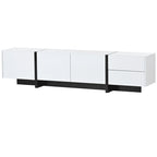74.8" Modern TV Stand for up to 80" TVs - High Gloss UV Surface with 2 Drawers & 3 Cabinets - Contemporary Media Console