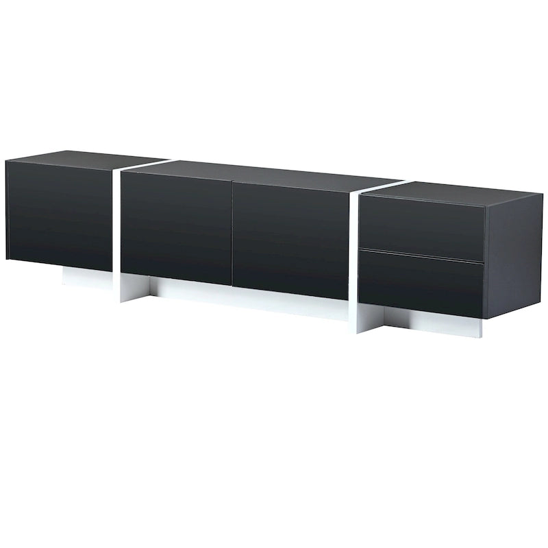 74.8" Modern TV Stand for up to 80" TVs - High Gloss UV Surface with 2 Drawers & 3 Cabinets - Contemporary Media Console